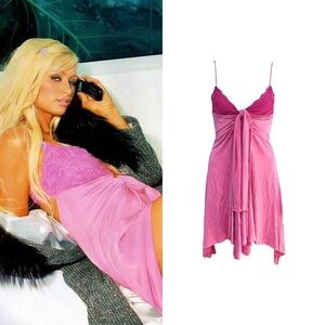 Asymmetrical Lace Open-Back Dress As Seen On Paris Hilton